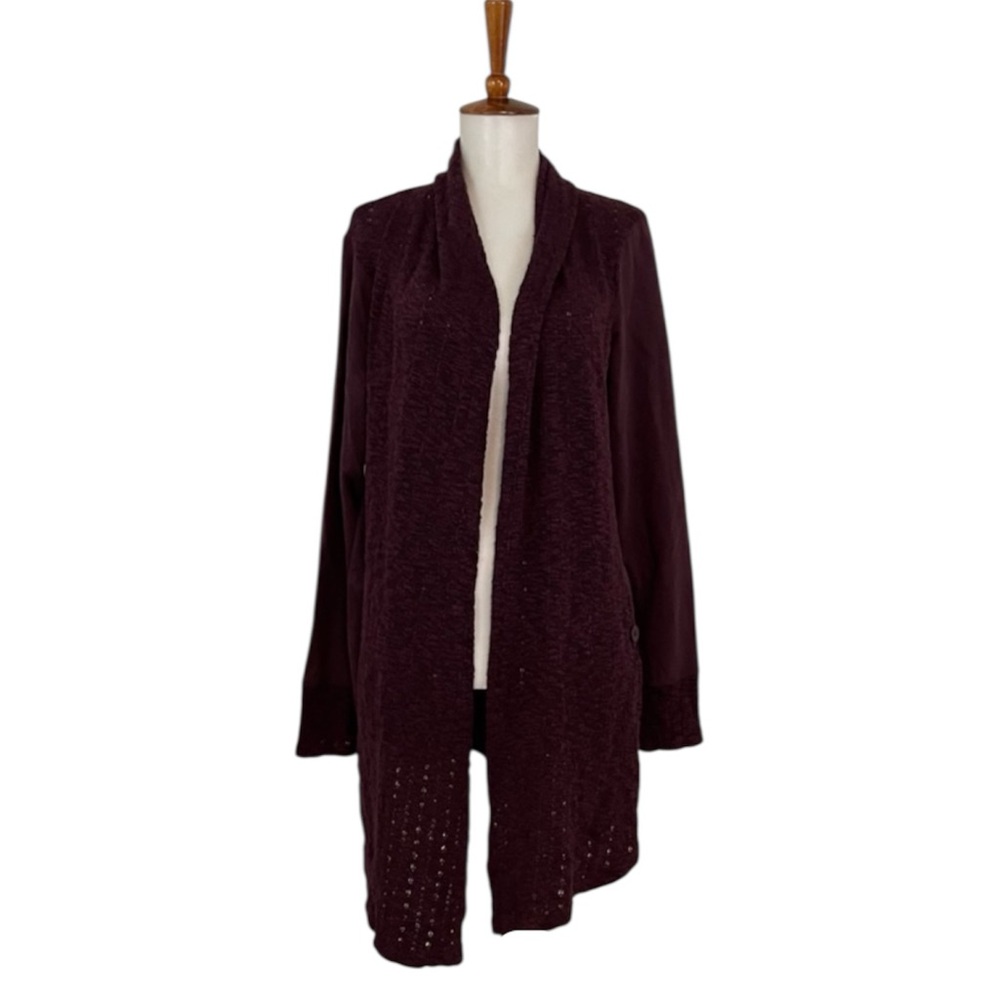Anthropologie Saturday Sunday Cardigan S Burgundy Knit Sweater Casual‎ Cozy